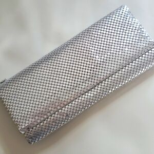 Silver mesh clutch